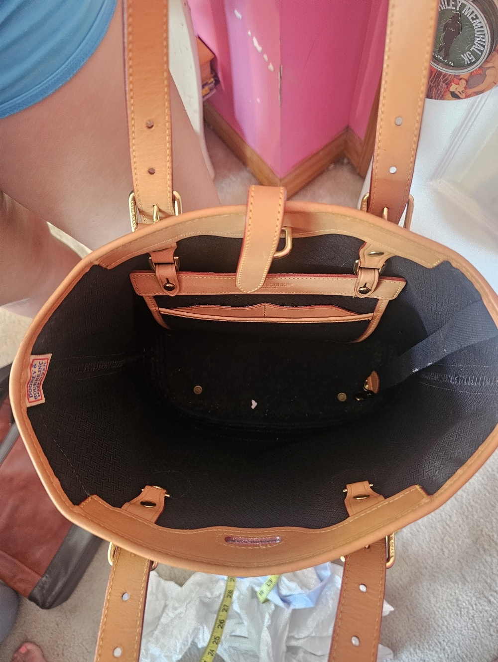 Dooney & Bourke Black Canvas Tote with Tan Leather Trim - Picture 15 of 16